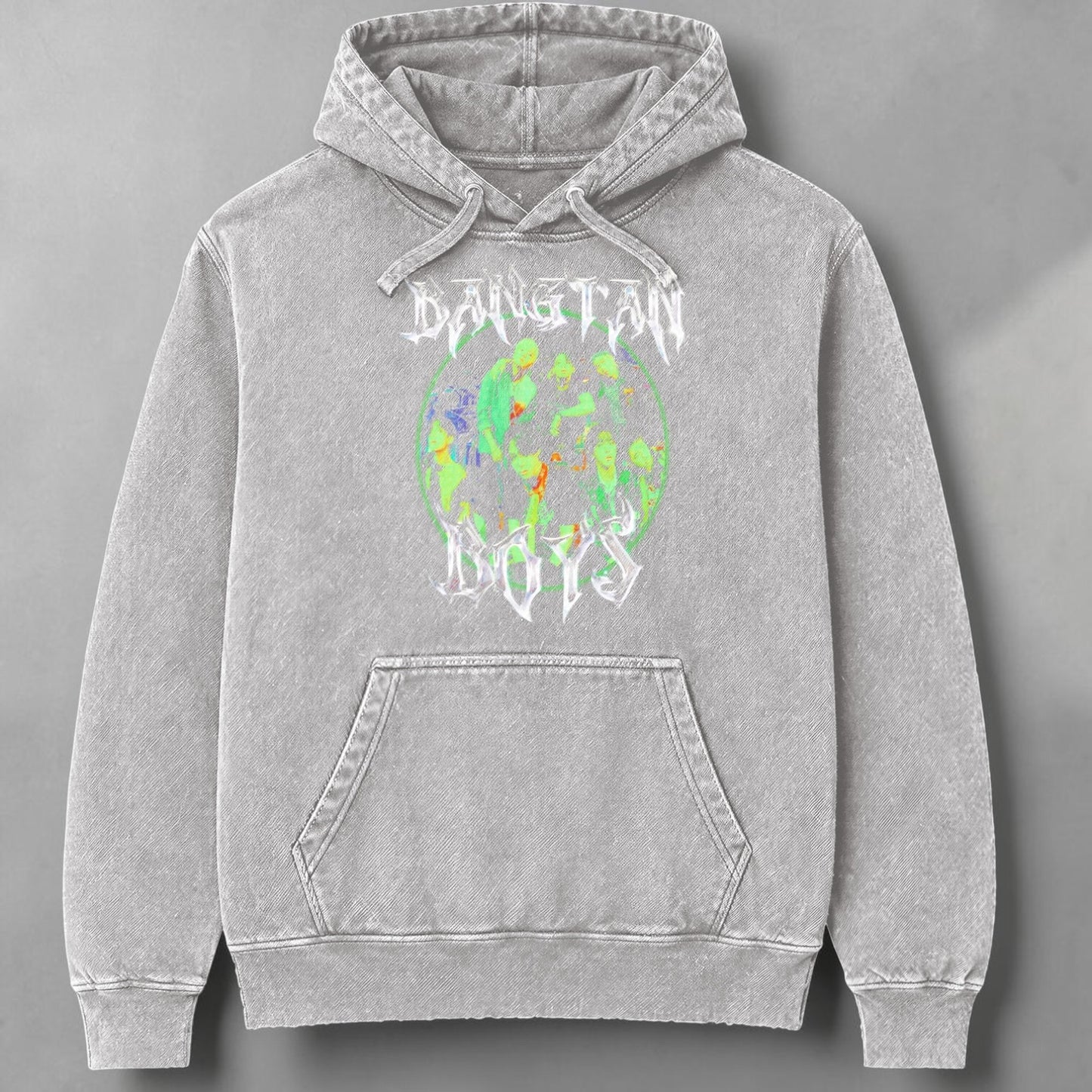 Polerón Canguro Acid Wash BTS Bangtan Boys, vista trasera - Oh My Merch Chile