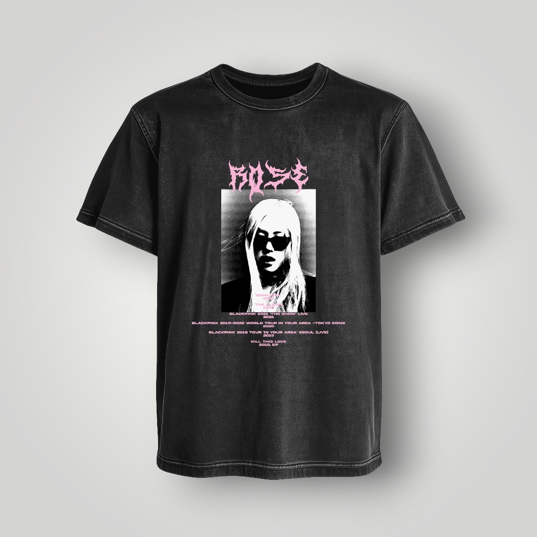 Polera Acid Wash ROSÉ (Blackpink) - Oh My Merch Chile, merch de banda y streetwear musical