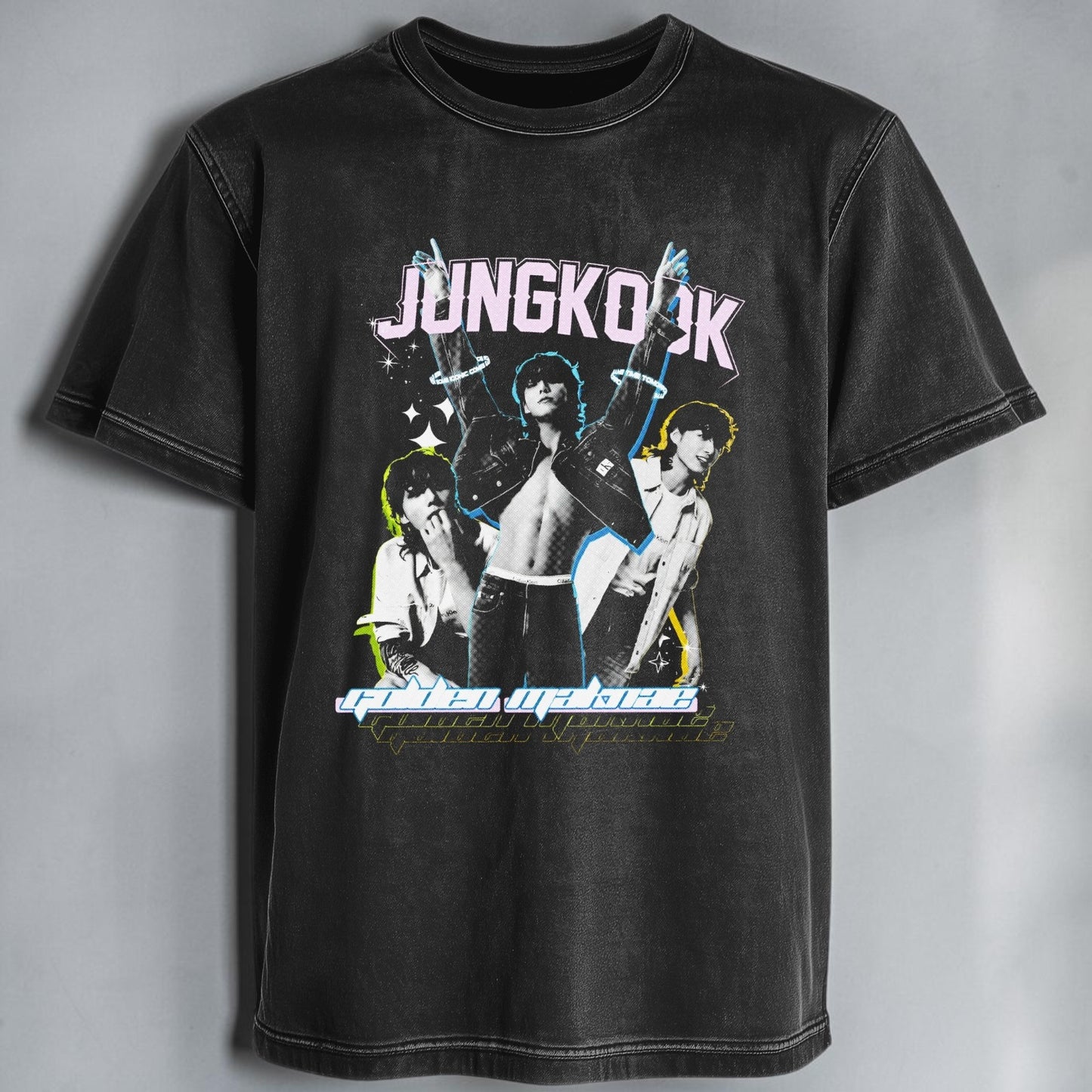 Polera Acid Wash Jungkook BTS, vista frontal - Oh My Merch Chile