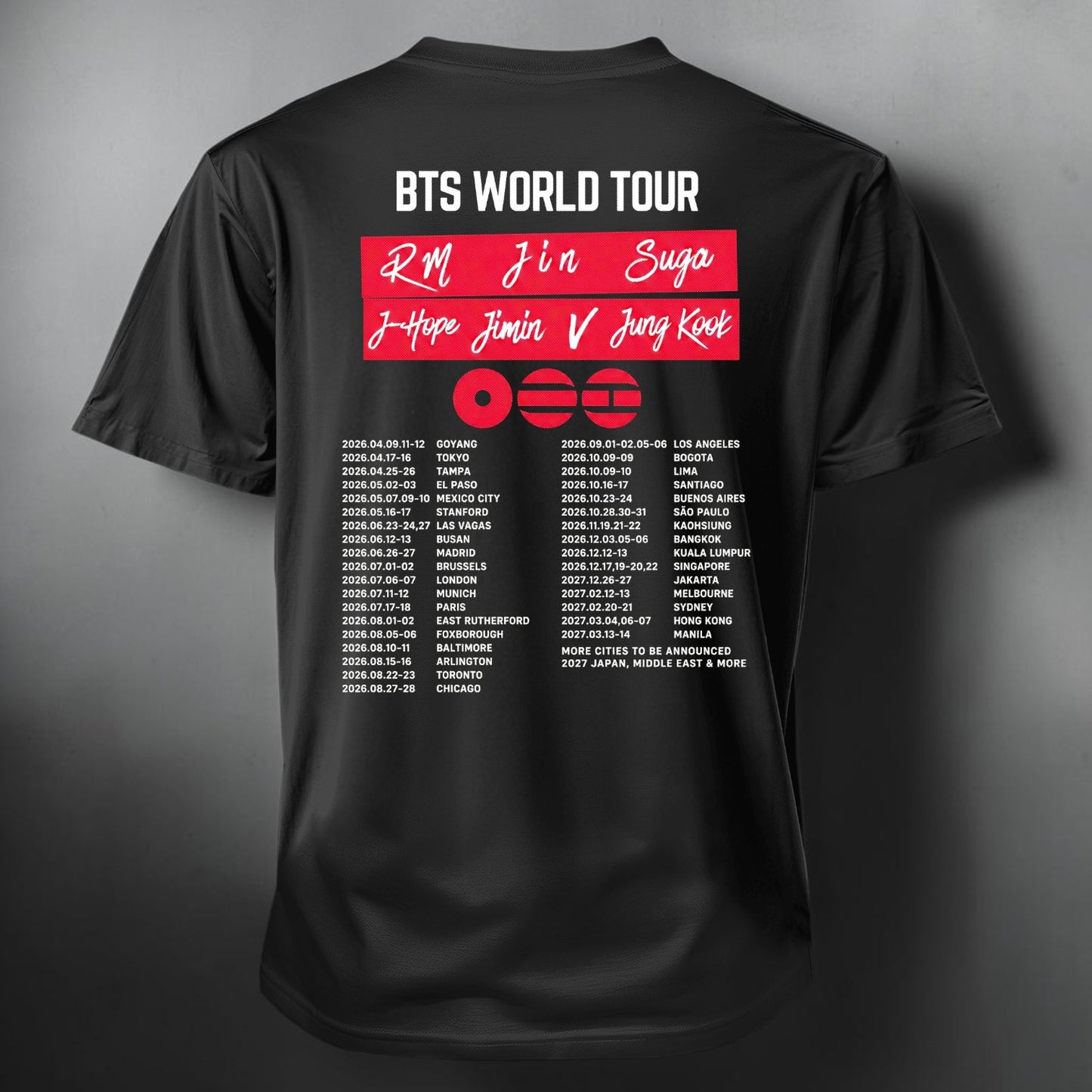 Polera BTS Arirang World Tour, vista trasera - Oh My Merch Chile
