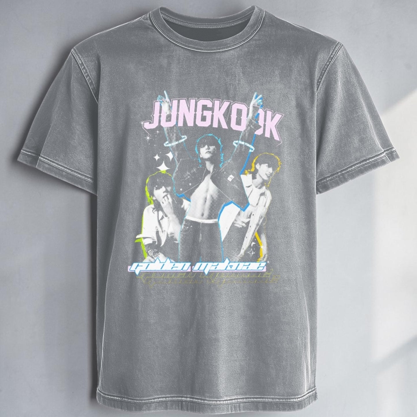 Polera Acid Wash Jungkook BTS, vista trasera - Oh My Merch Chile