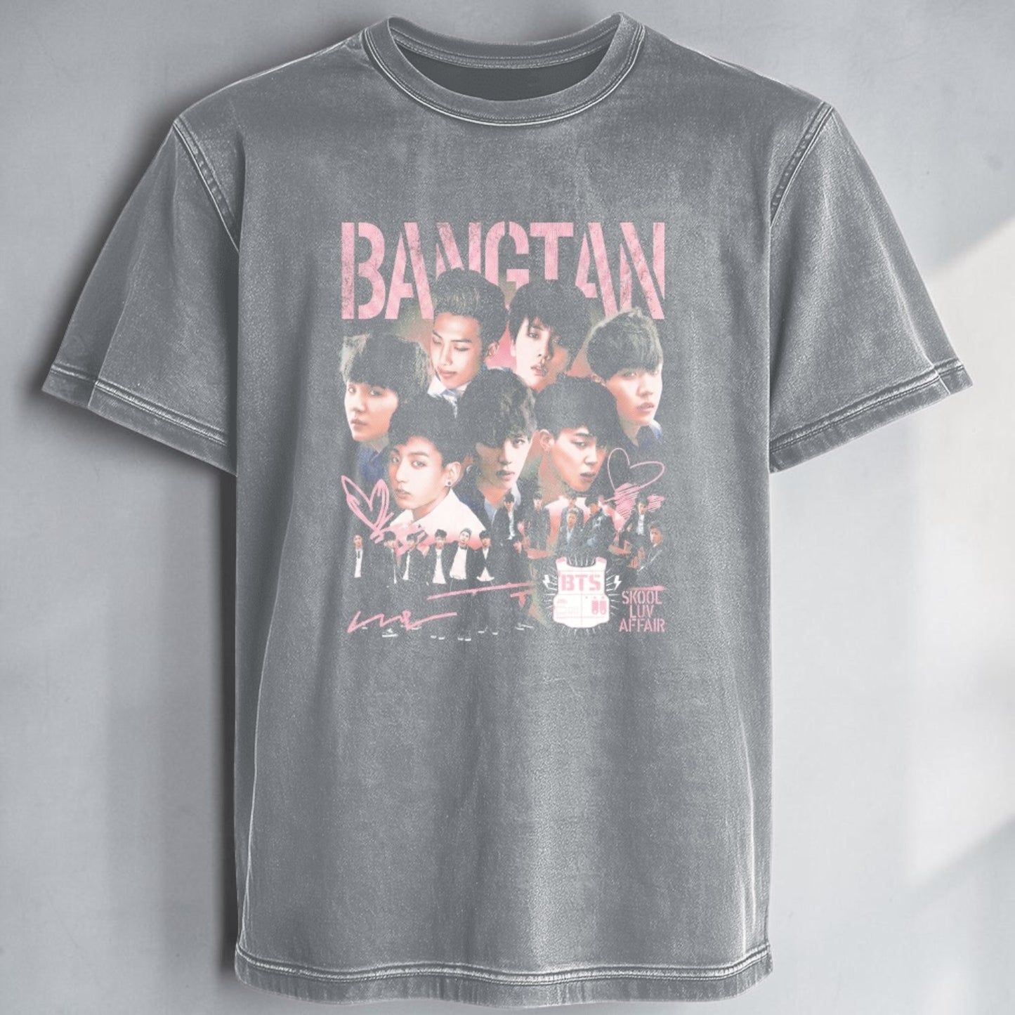 Polera Acid Wash Bangtan (BTS), vista trasera - Oh My Merch Chile
