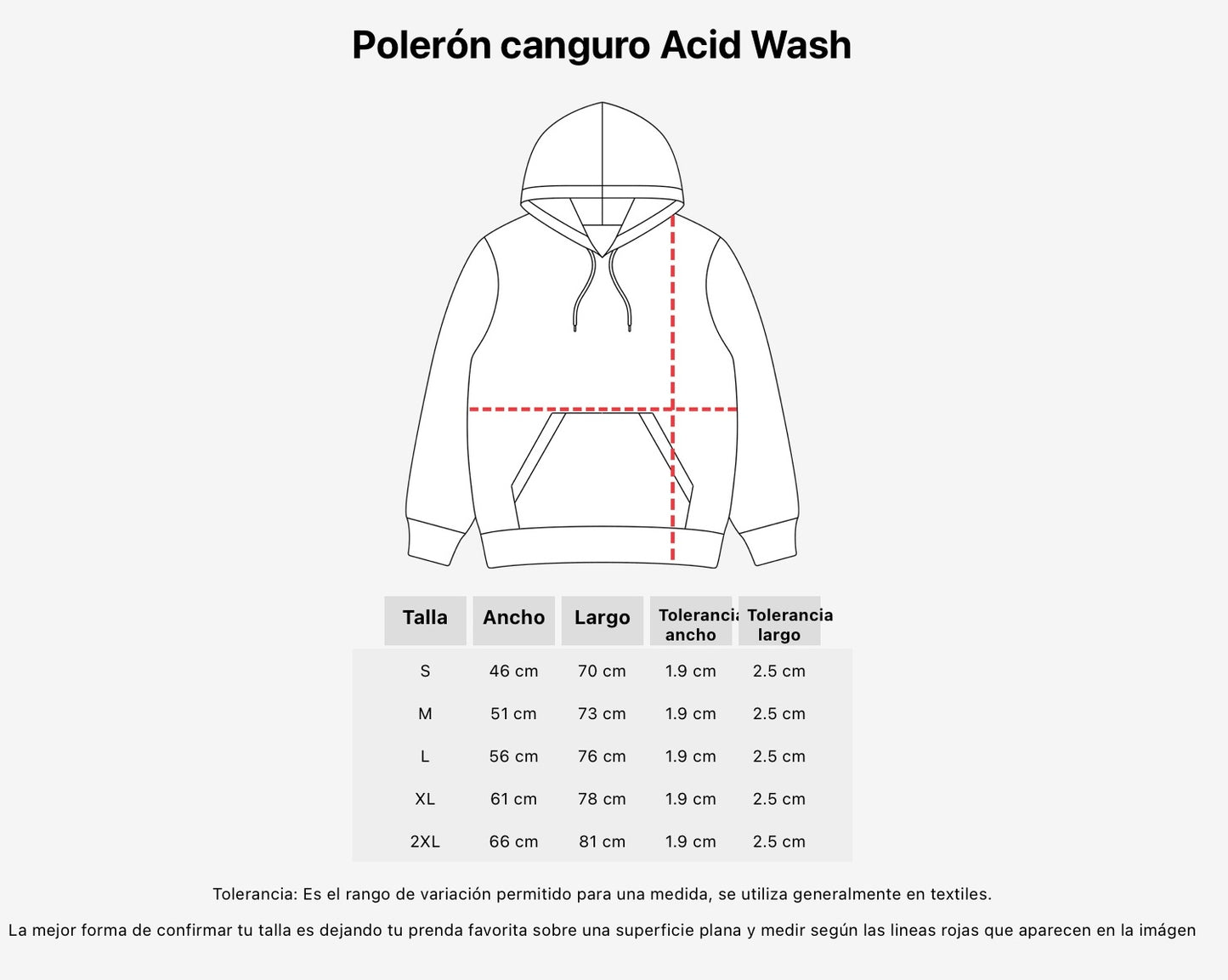 Detalle de tela de polerón canguro acid wash - Oh My Merch Chile