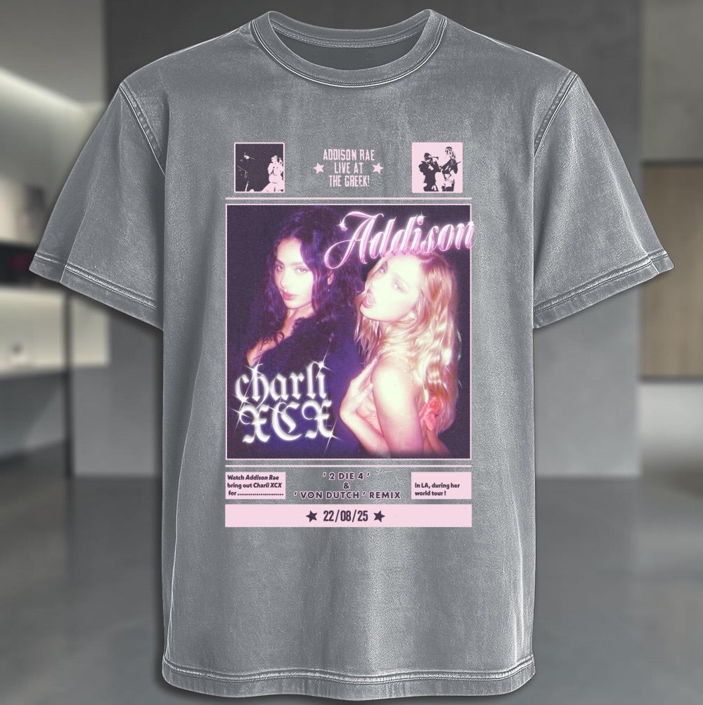 Polera Acid Wash Addison Rae y Charli Xcx