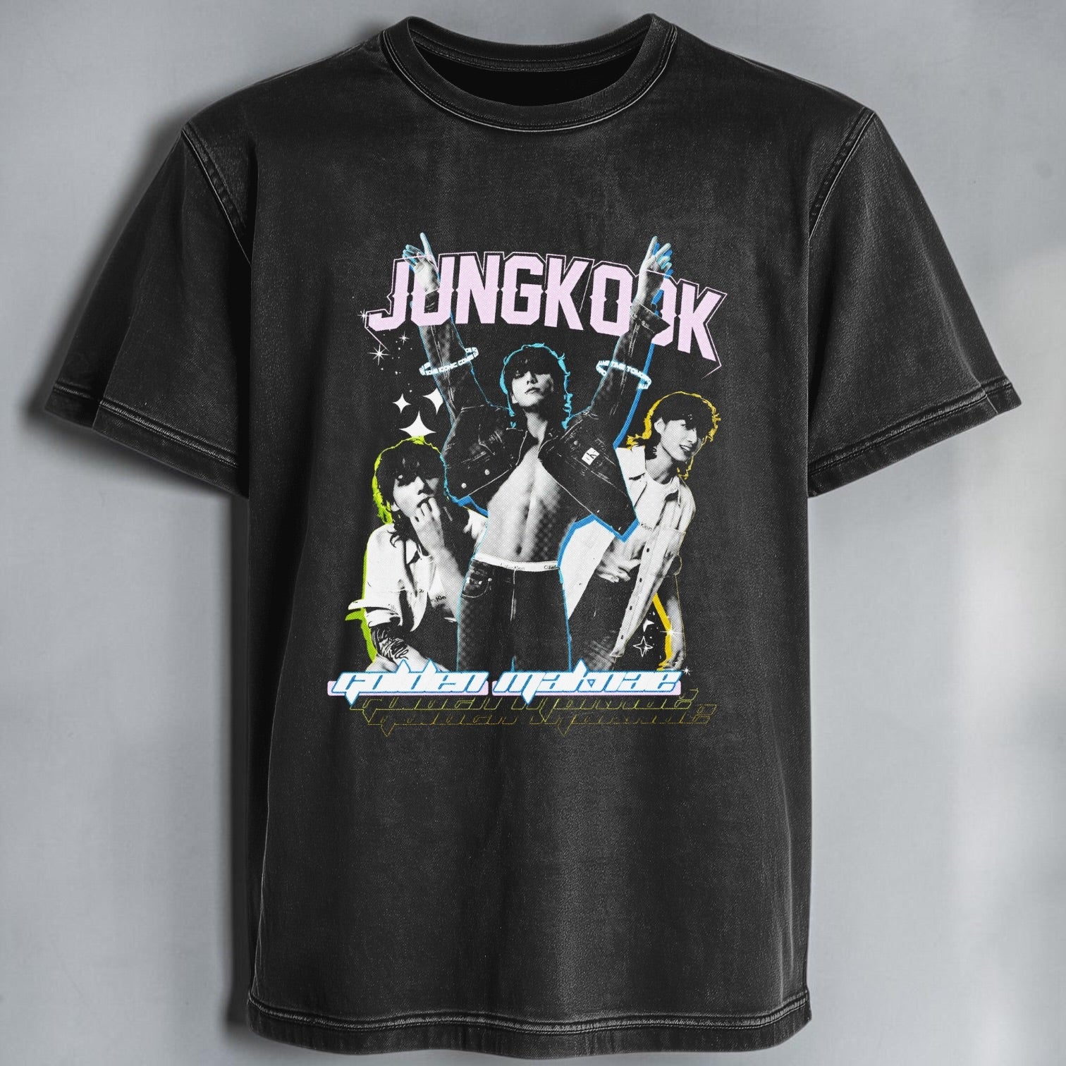 Polera Acid Wash Jungkook BTS, vista frontal - Oh My Merch Chile