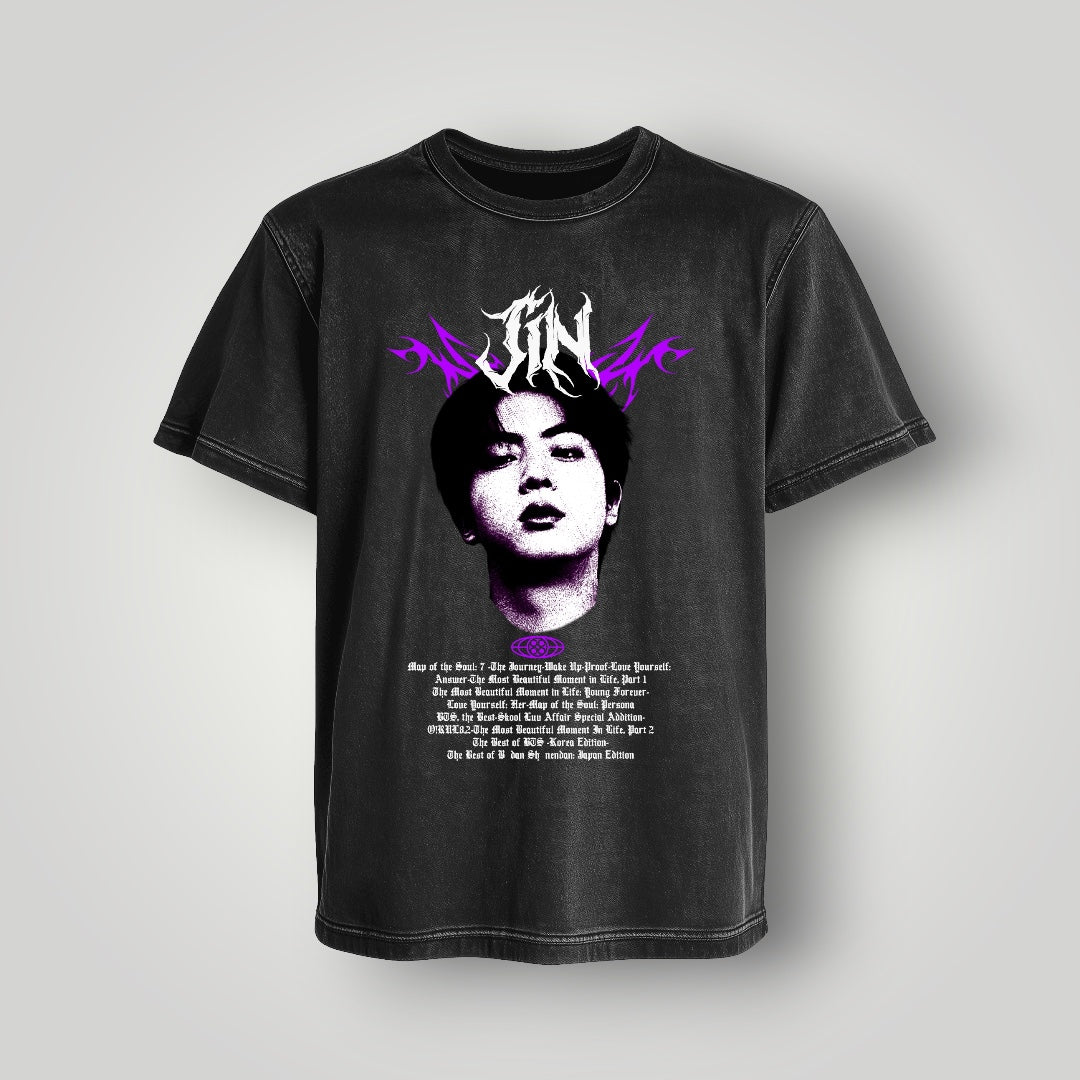 Polera Acid Wash Jin (BTS) - Oh My Merch Chile, merch de banda y streetwear musical