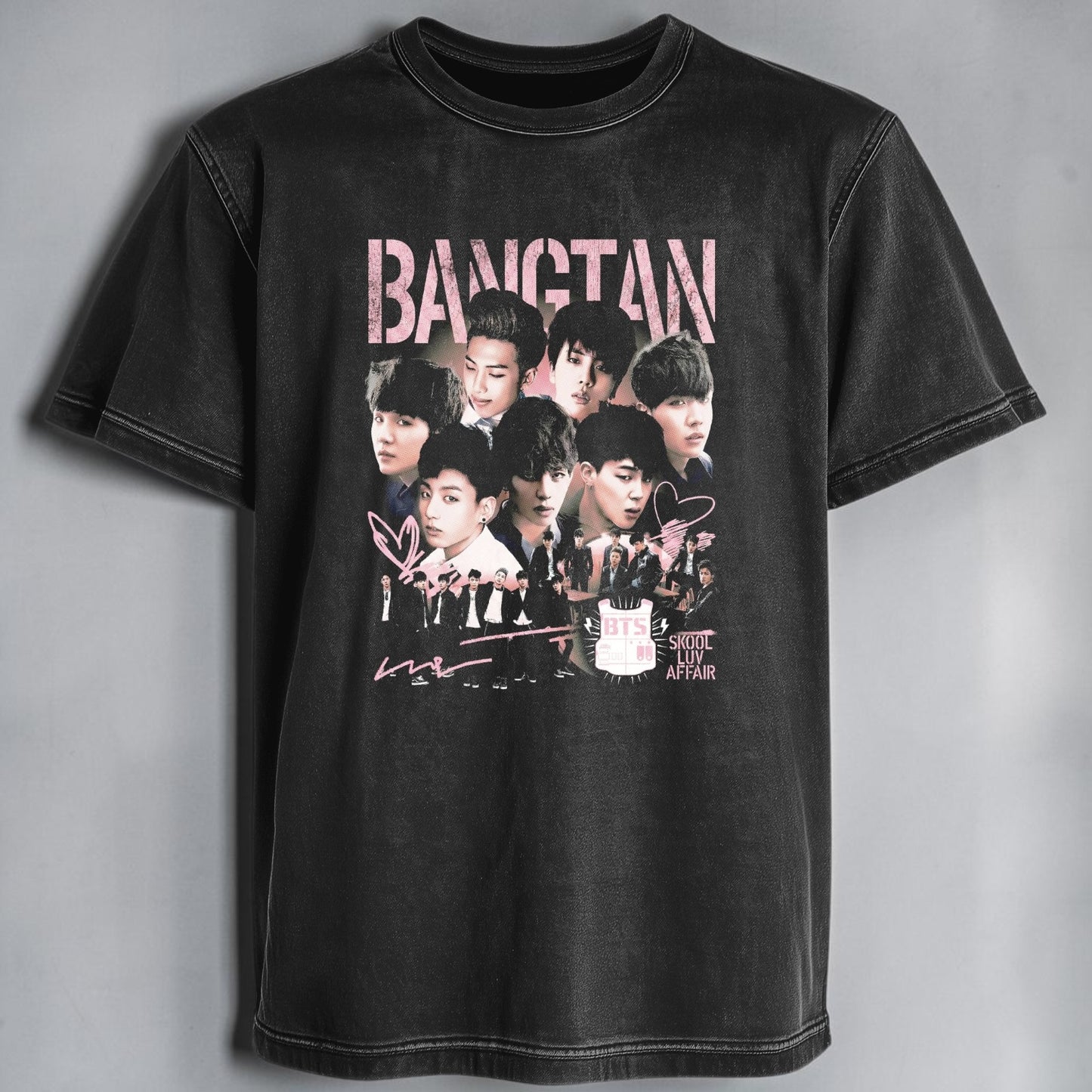 Polera Acid Wash Bangtan (BTS), vista frontal - Oh My Merch Chile