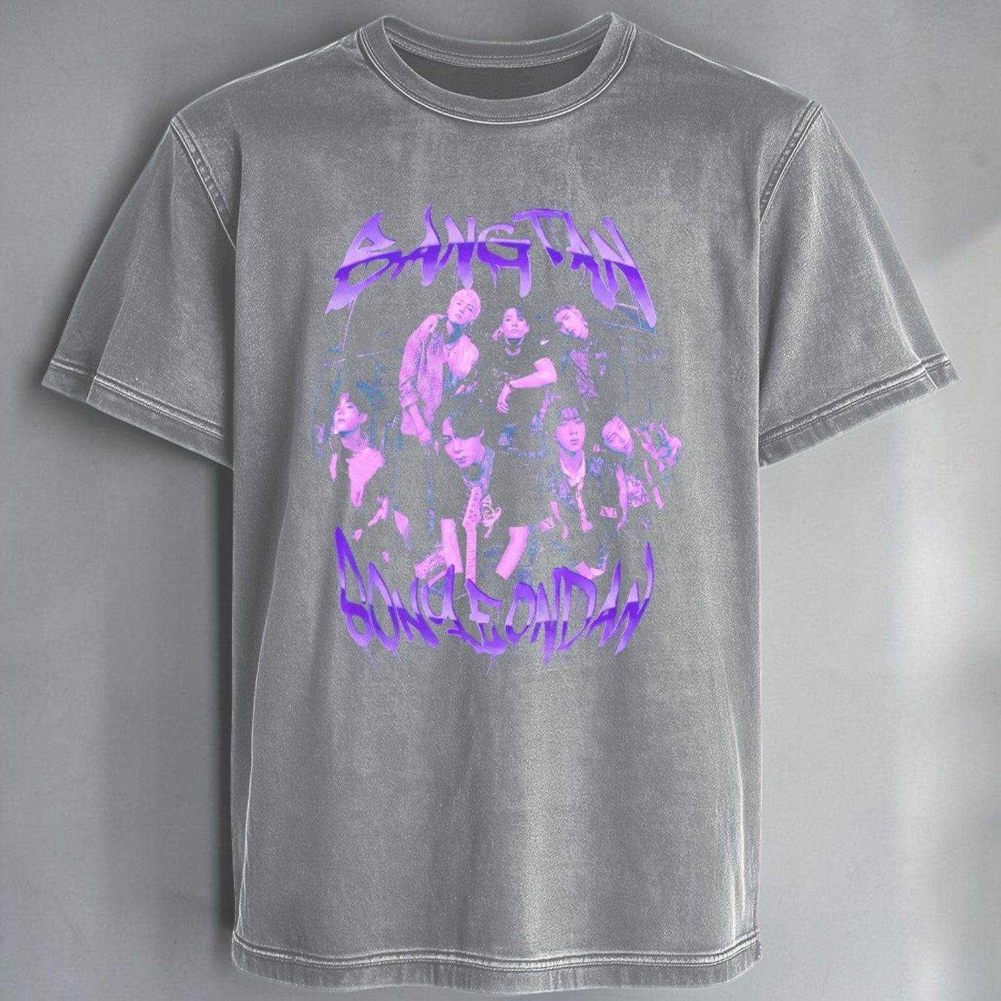 Polera Acid Wash BTS Bangtan Sonyeondan, vista trasera - Oh My Merch Chile