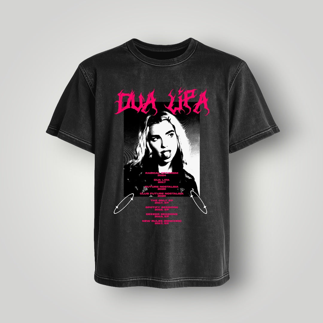 Polera Acid Wash Dua Lipa - Oh My Merch Chile, merch de banda y streetwear musical