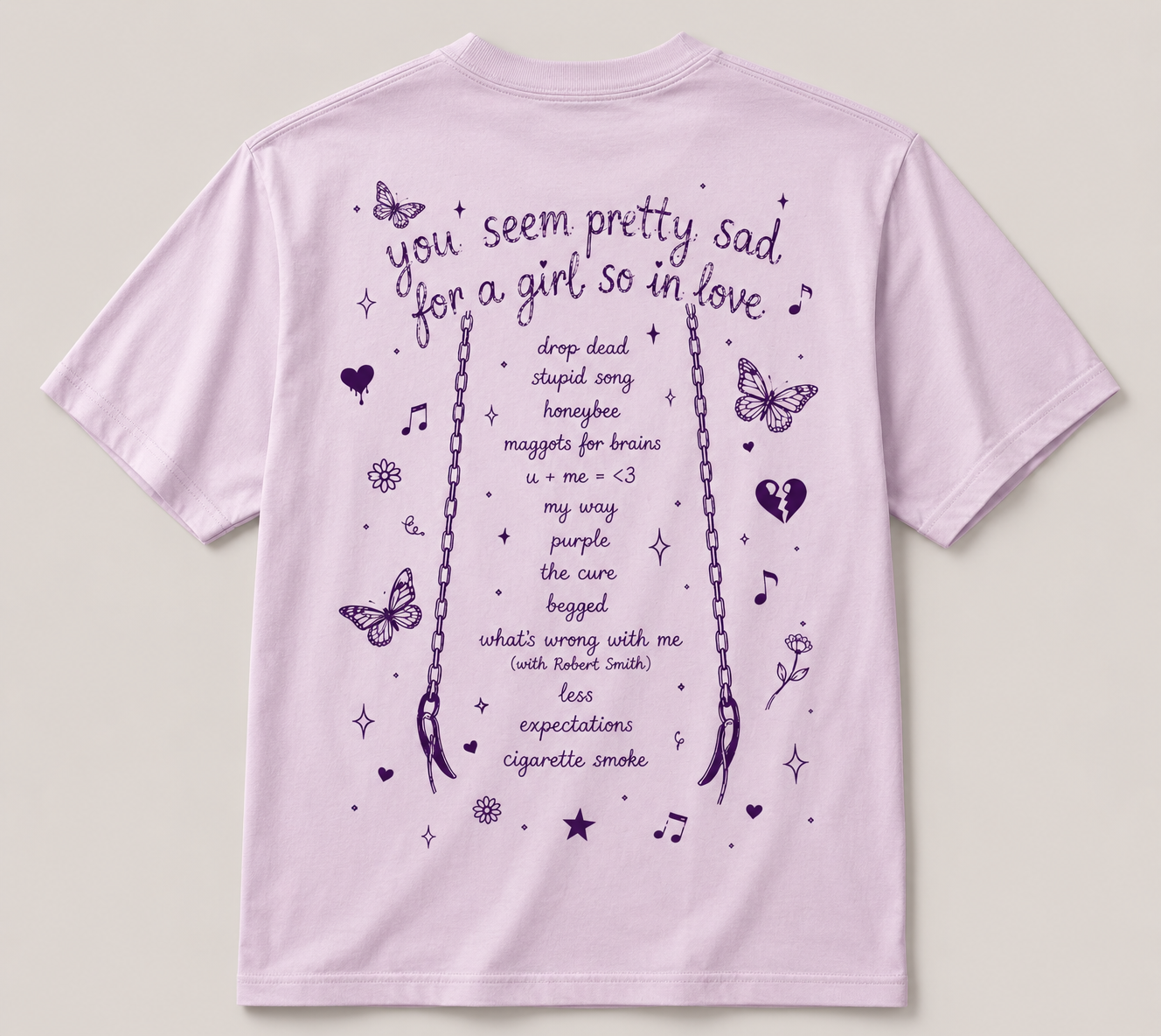 Polera rosa pastel "I'm Not Kissing Any Boy That Is Passive" - Olivia Rodrigo Cat Edition