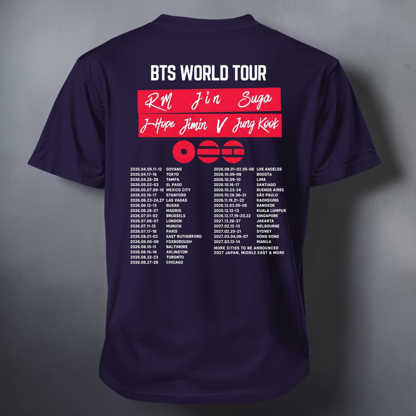 Polera BTS Arirang World Tour, detalle de terminaciones - Oh My Merch Chile