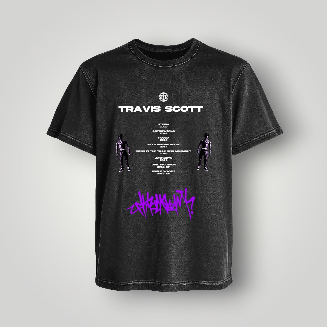 Polera Acid Wash Travis Scott Albums - Oh My Merch Chile, merch de banda y streetwear musical