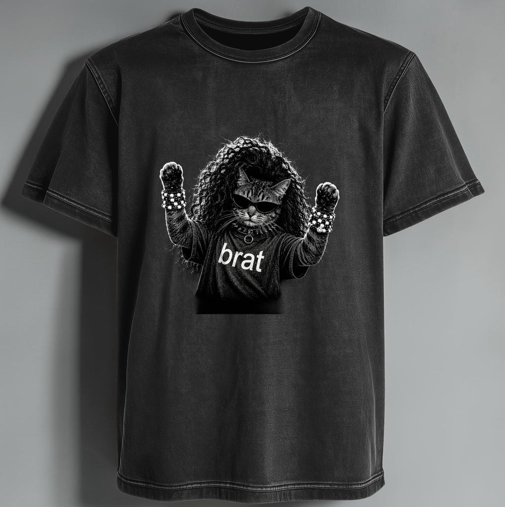 Polera Acid Wash Brat Cat Edition - Charli XCX