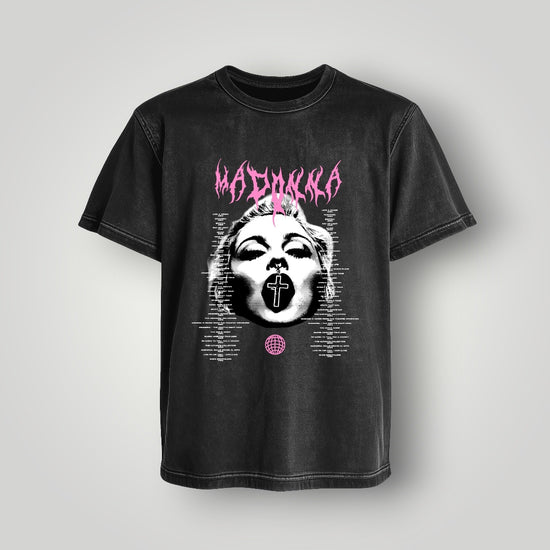 Polera Acid Wash Madonna - Oh My Merch Chile, merch de banda y streetwear musical