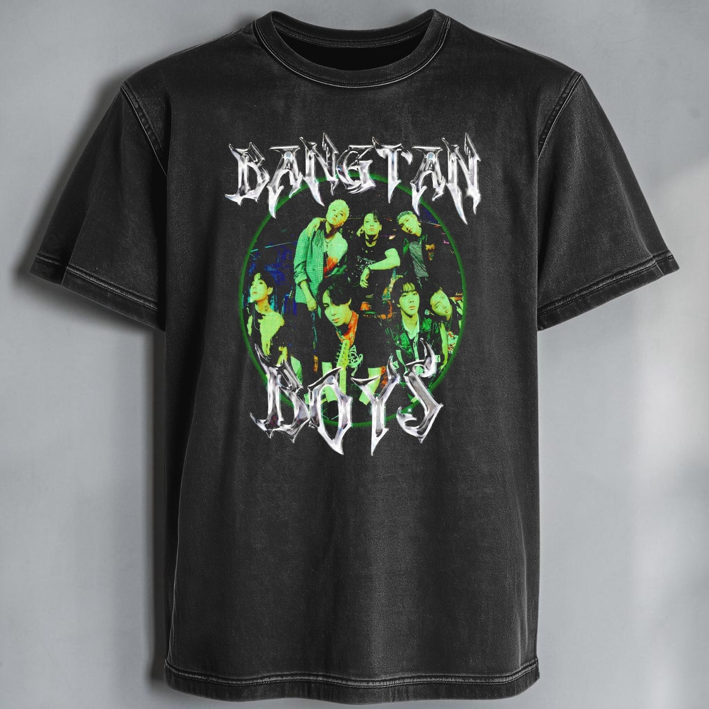 Polera Acid Wash BTS Bangtan Boys BTS, vista frontal - Oh My Merch Chile