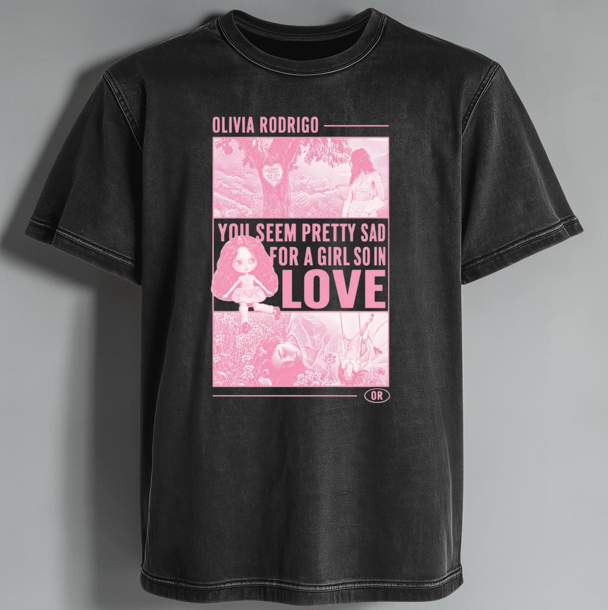 Polera Acid Wash You Seem Pretty Sad For A Girl So In Love Doll - Olivia Rodrigo, vista frontal - Oh My Merch Chile