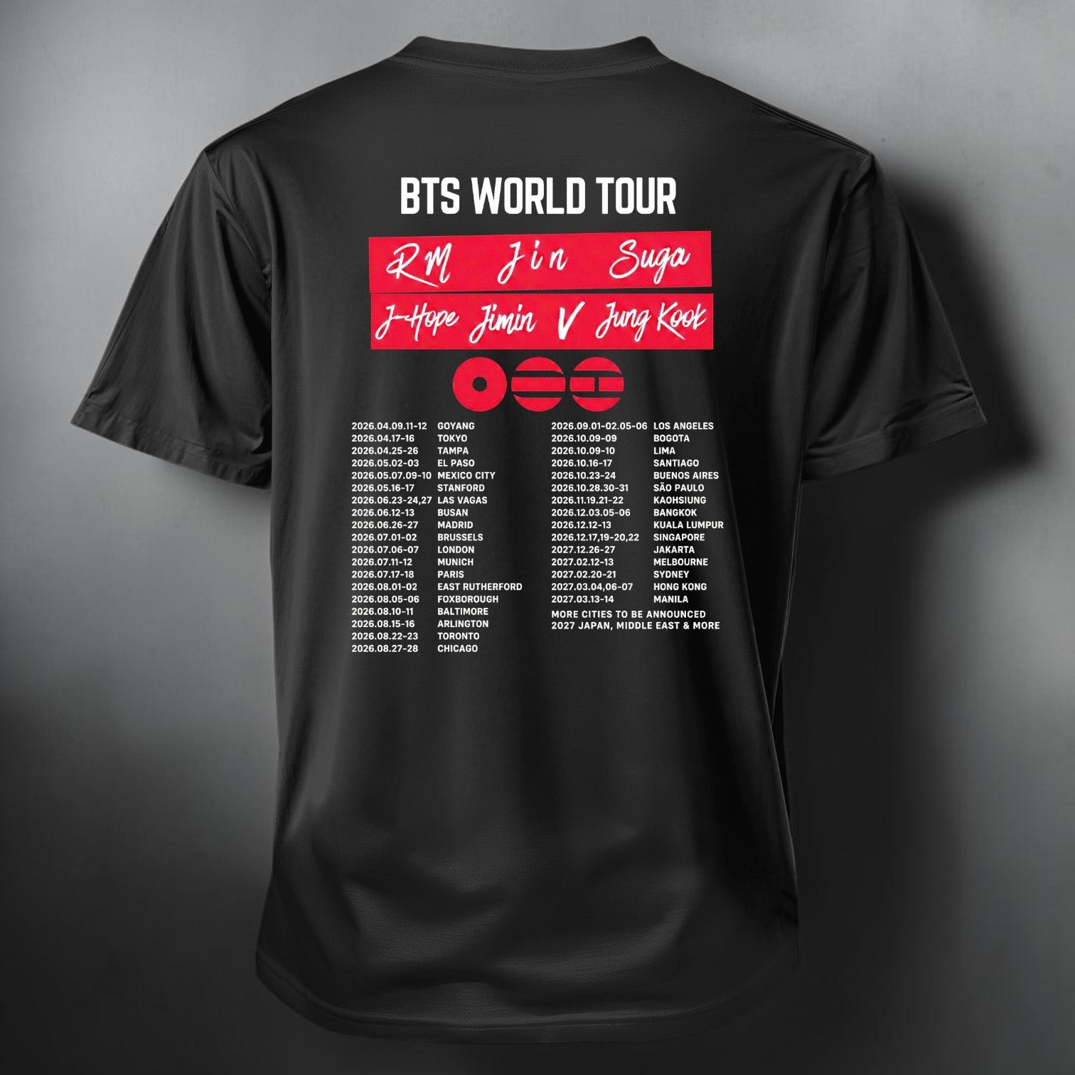 Polera Polo BTS World Tour, vista trasera - Oh My Merch Chile
