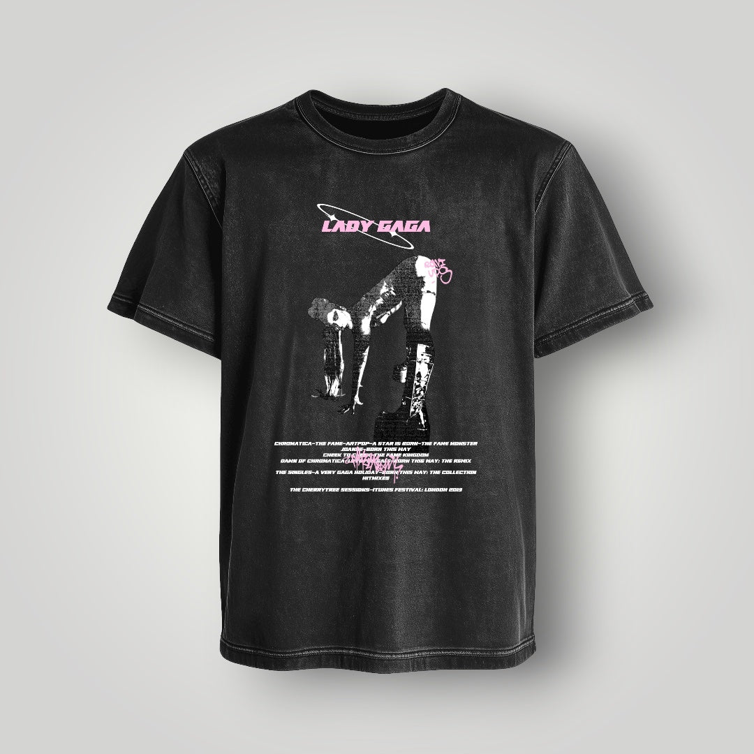 Polera Acid Wash Lady Gaga - Oh My Merch Chile, merch de banda y streetwear musical