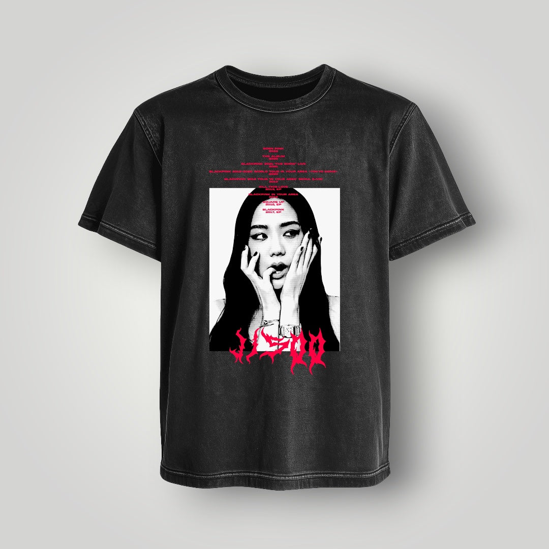 Polera Acid Wash JISOO (Blackpink) - Oh My Merch Chile, merch de banda y streetwear musical