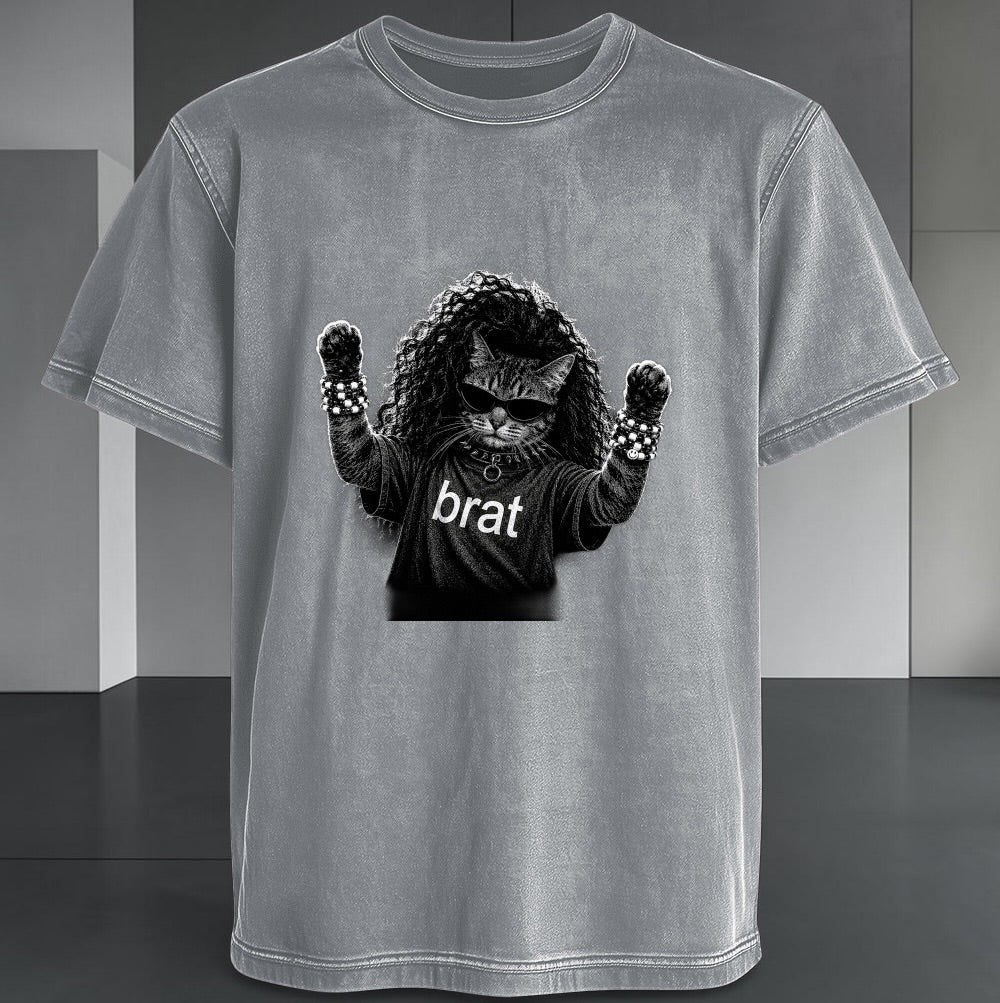 Polera Acid Wash Brat Cat Edition - Charli XCX