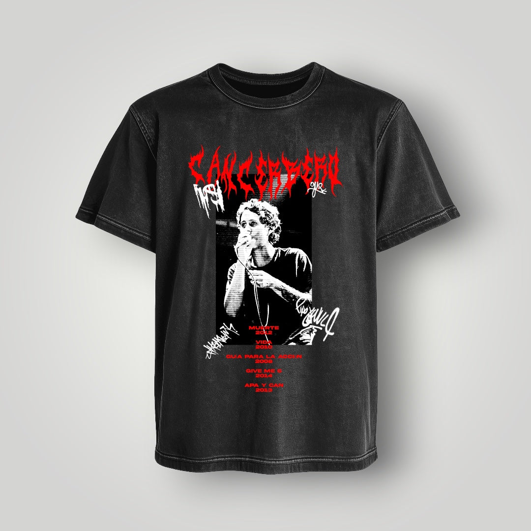 Polera Acid Wash Cancerbero - Oh My Merch Chile, merch de banda y streetwear musical