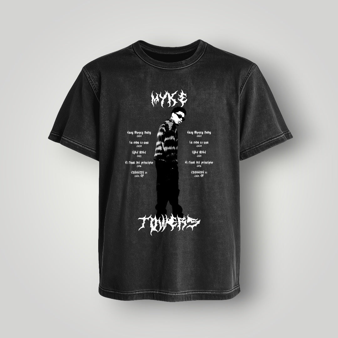 Polera Acid Wash Myke Towers - Oh My Merch Chile, merch de banda y streetwear musical