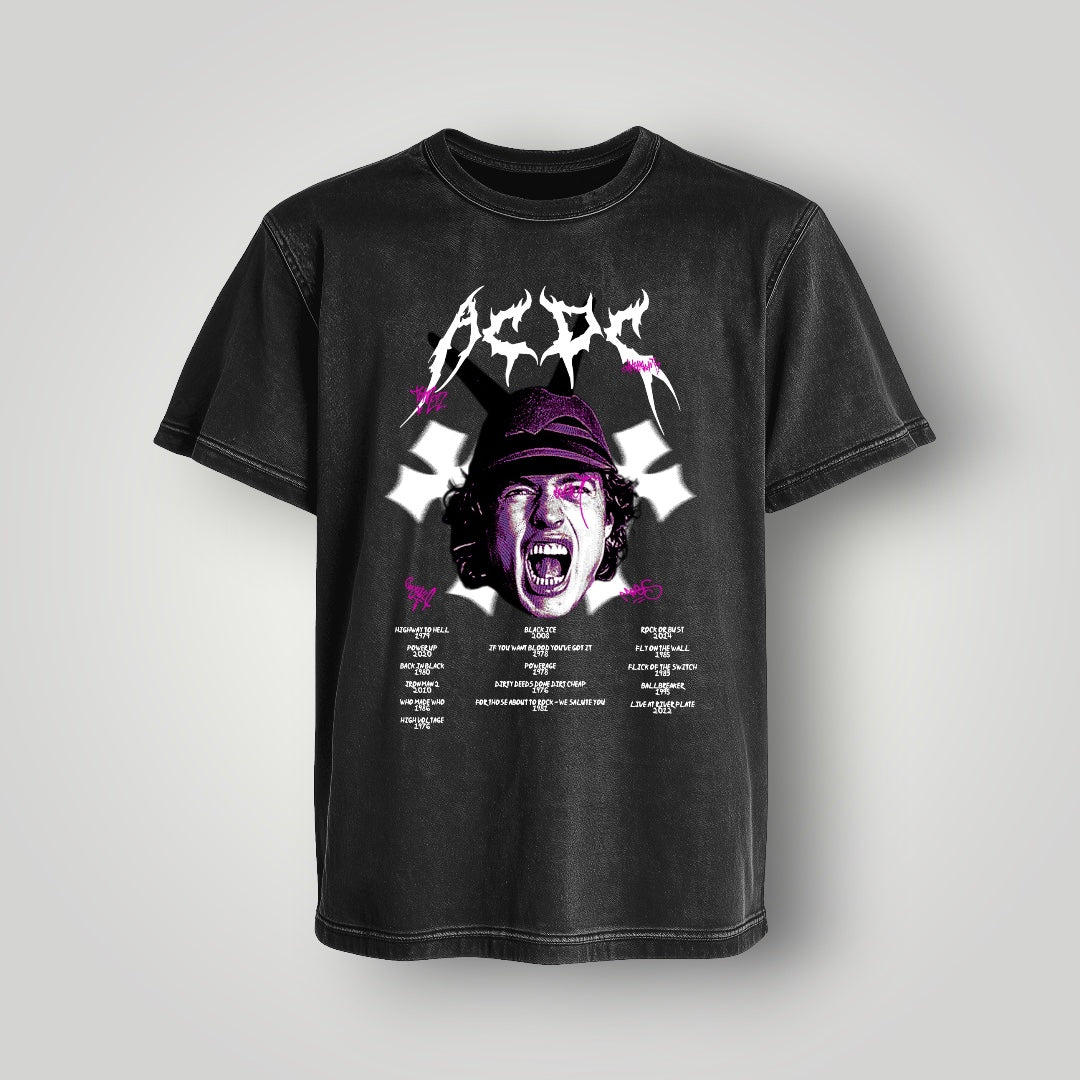 Polera Acid Wash AC/DC - Oh My Merch Chile, merch de banda y streetwear musical