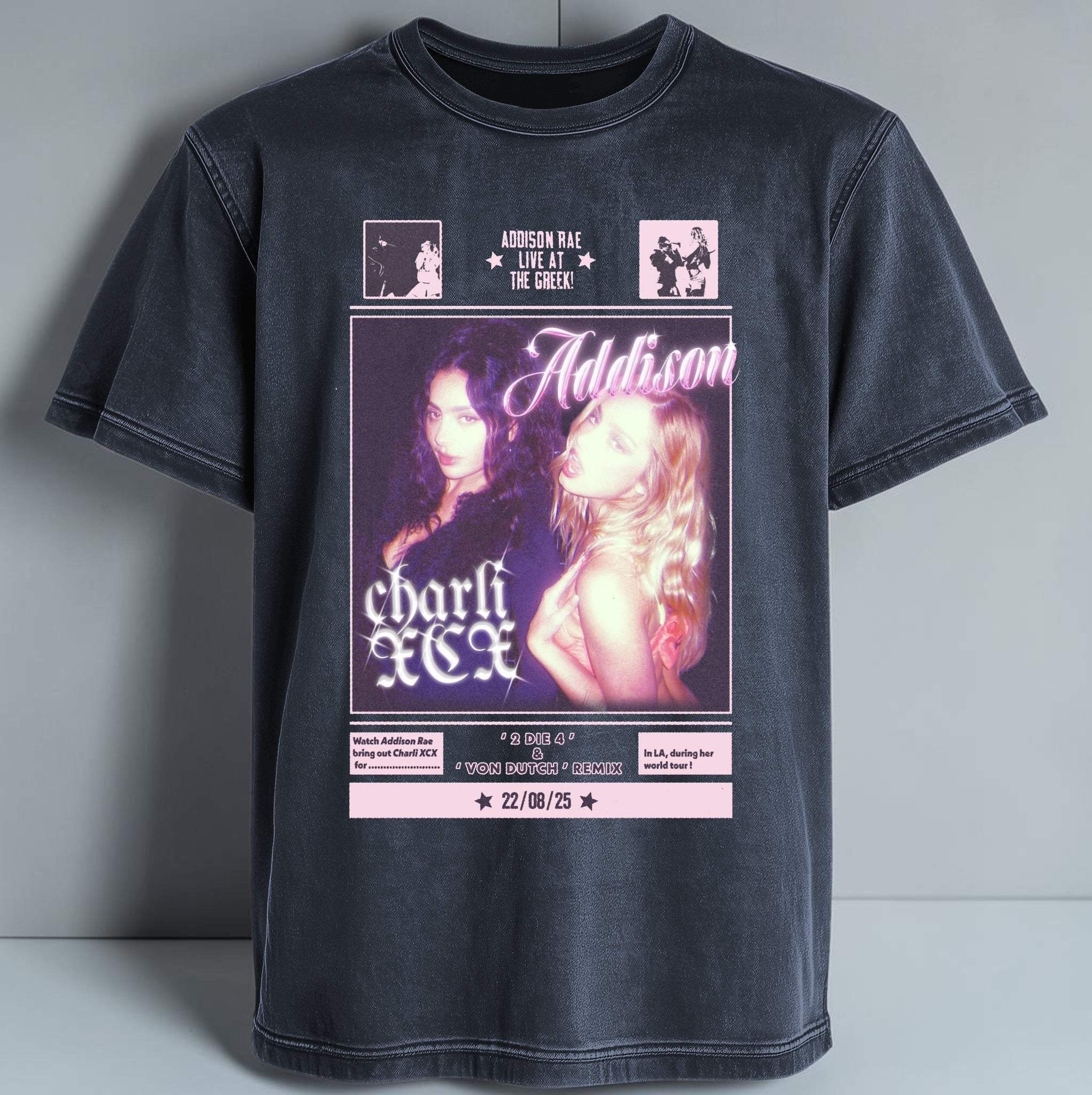 Polera Acid Wash Addison Rae y Charli Xcx