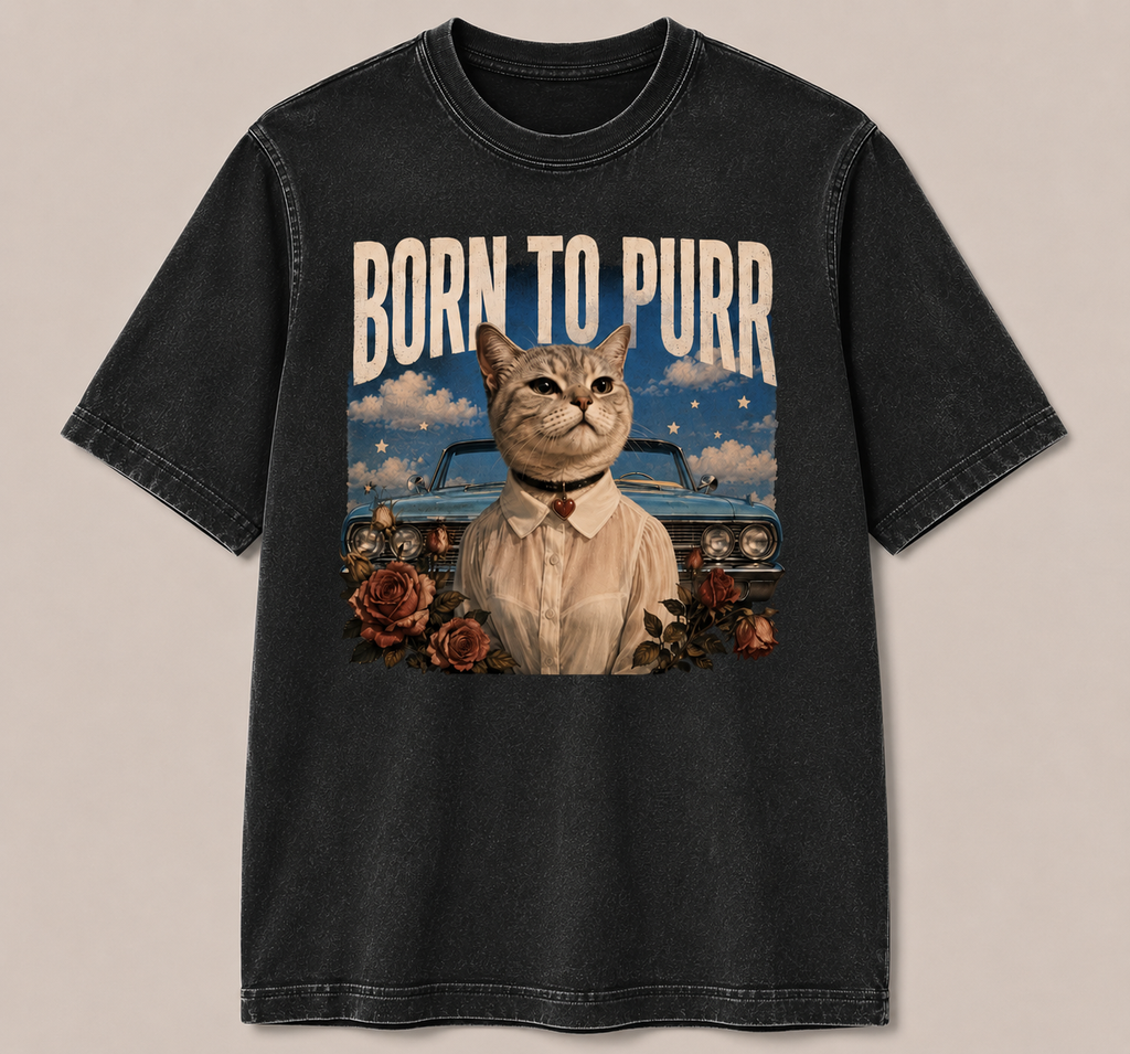 Polera Acid "Born To Purr"- Born To Die Cat Edition