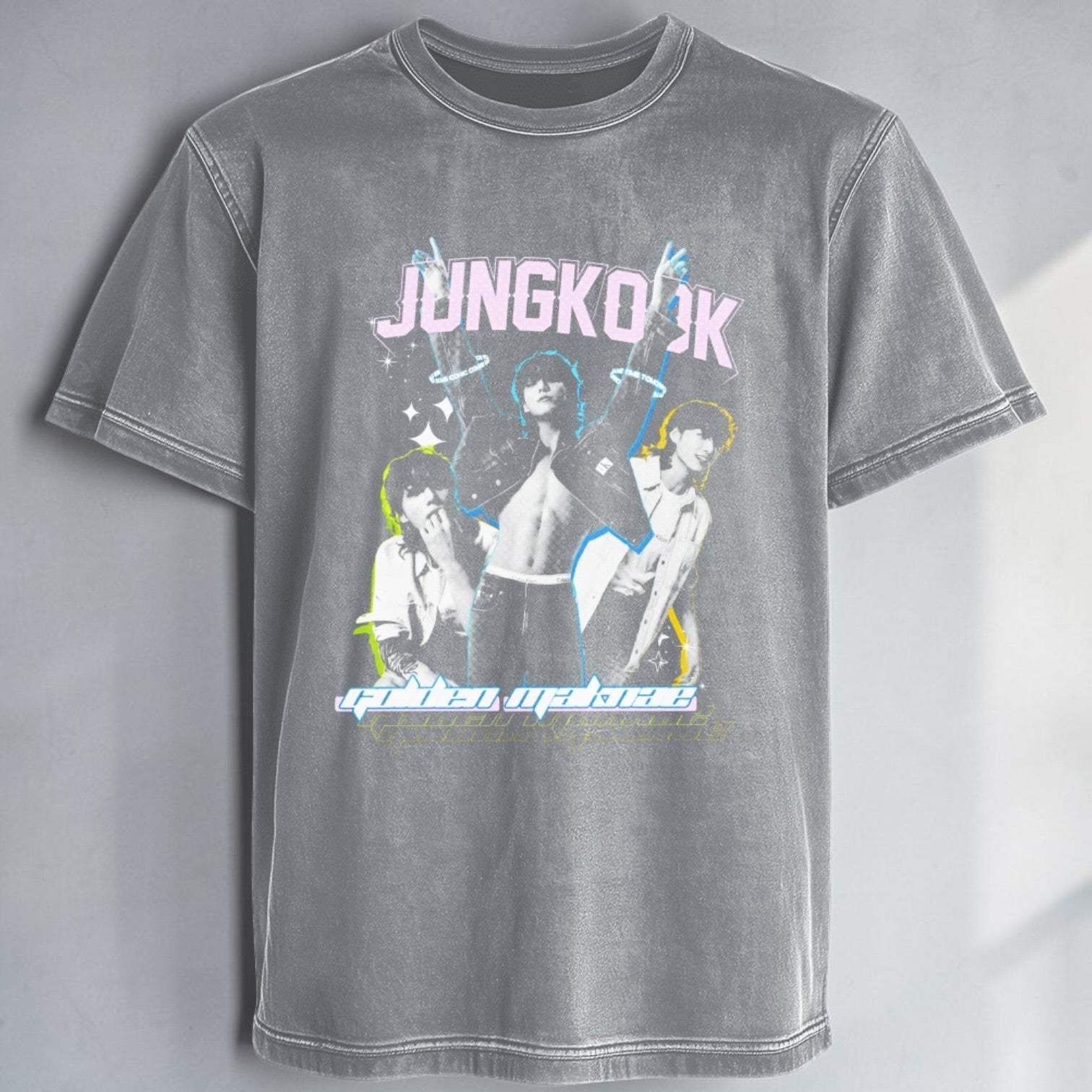 Polera Acid Wash Jungkook BTS, vista trasera - Oh My Merch Chile