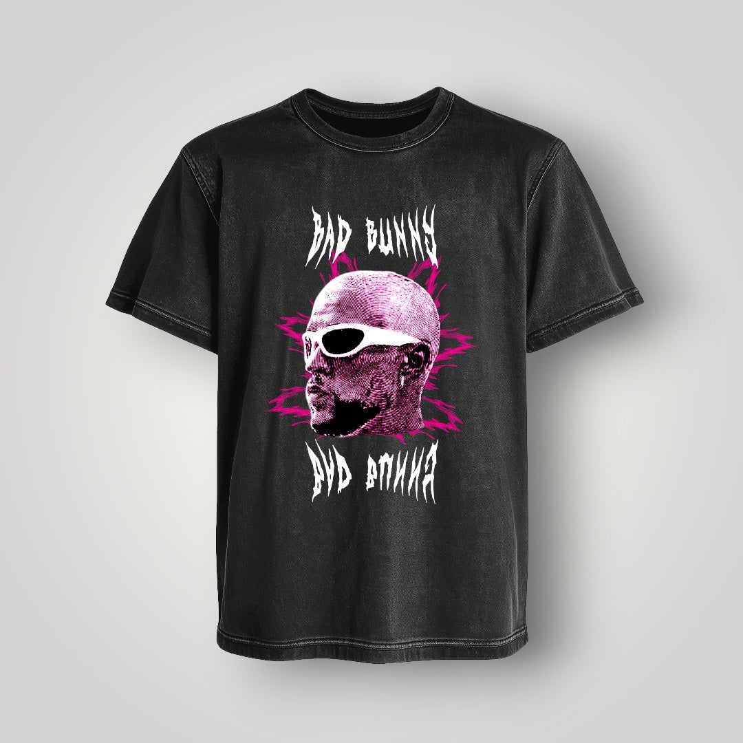 Polera Acid Wash Bad Bunny - Oh My Merch Chile, merch de banda y streetwear musical