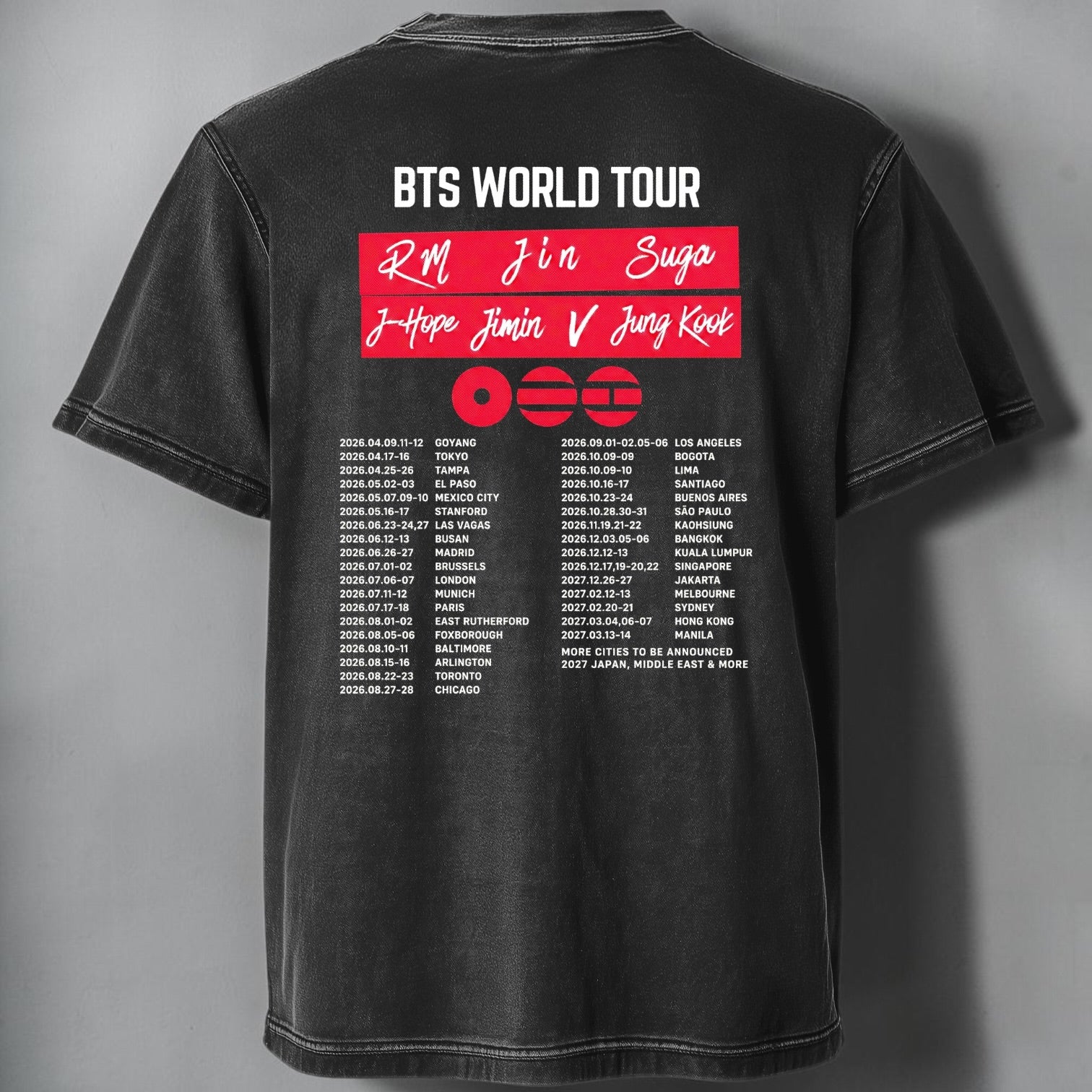 Acid Wash T-shirt BTS Arirang World Tour Tribal