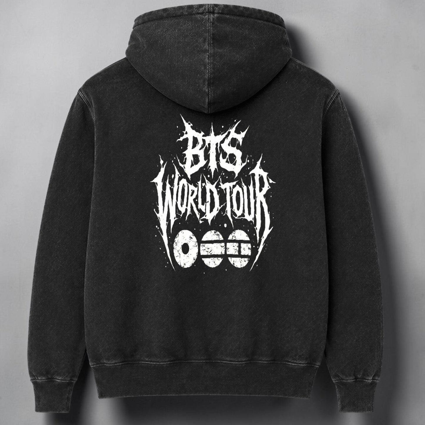 Polerón Canguro Acid Wash BTS Bangtan Sonyeondan, vista trasera - Oh My Merch Chile