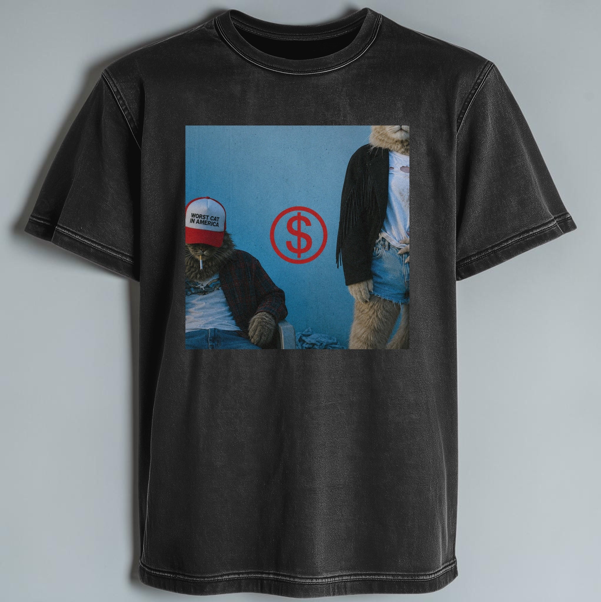 Polera Acid Wash WOR$T GIRL IN AMERICA Cat Edition - Slayyyter