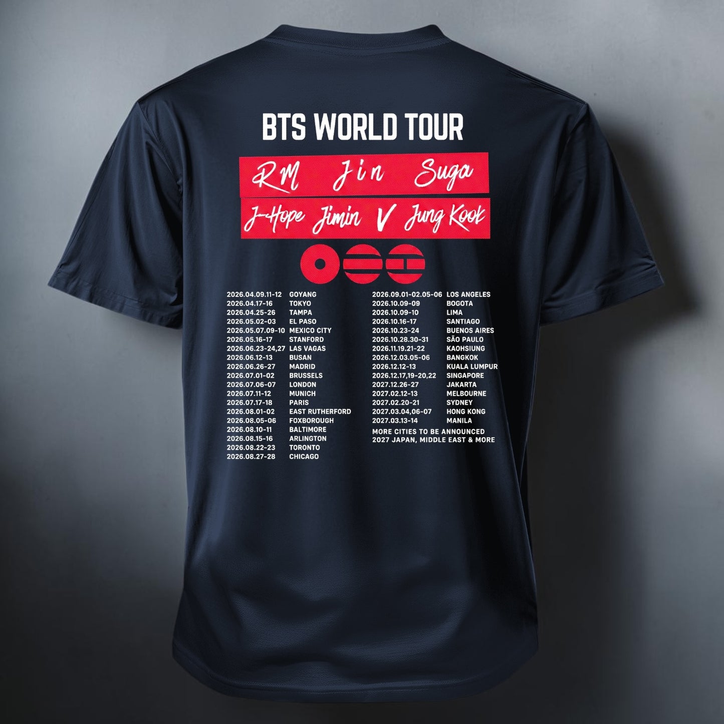Polera BTS Arirang World Tour, detalle de la tela - Oh My Merch Chile