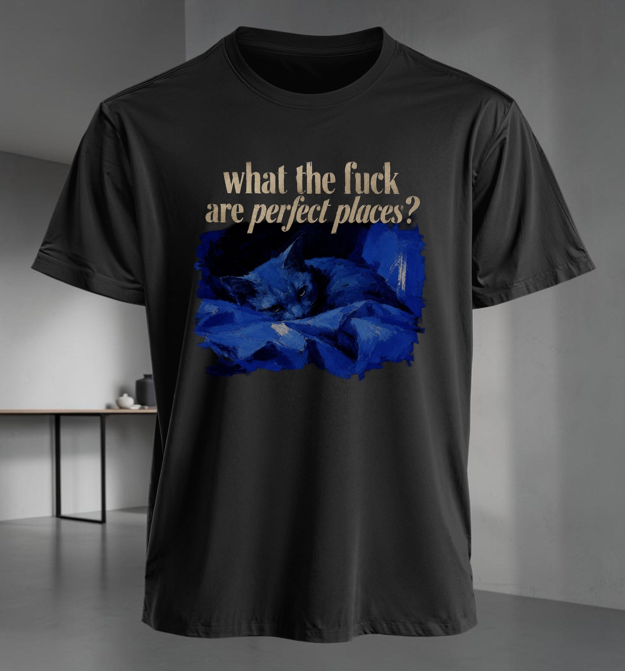 Polera "What The Fuck Are Perfect Places?"– Melodrama Cat Edition